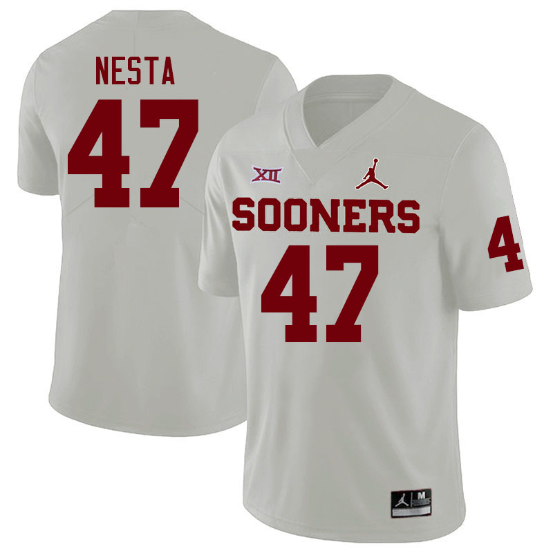 Men #47 James Nesta Oklahoma Sooners College Football Jerseys Stitched-White